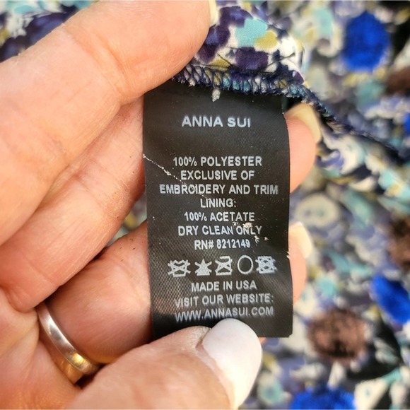 ANNA SUI FLORAL BUTTERFLIES SLEEVELESS EMBROIDERED DETAIL SQUARE NECKLIN… - Picture 3 of 16